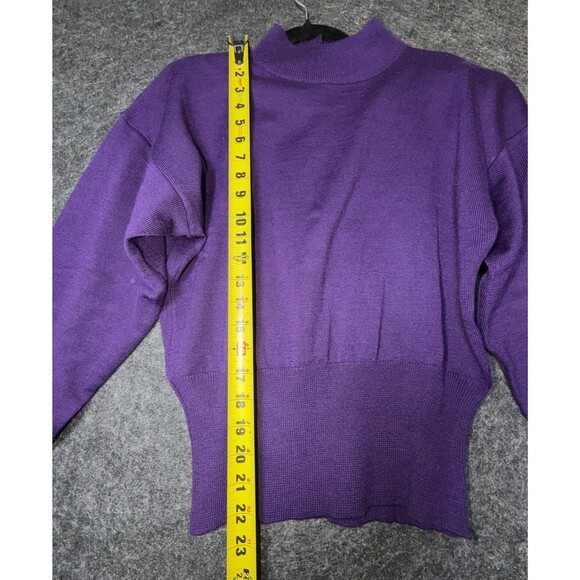 Vintage Casual Corner Purple Mock Neck Sweater with Padded Shoulders - SZ Small - Picture 4 of 9
